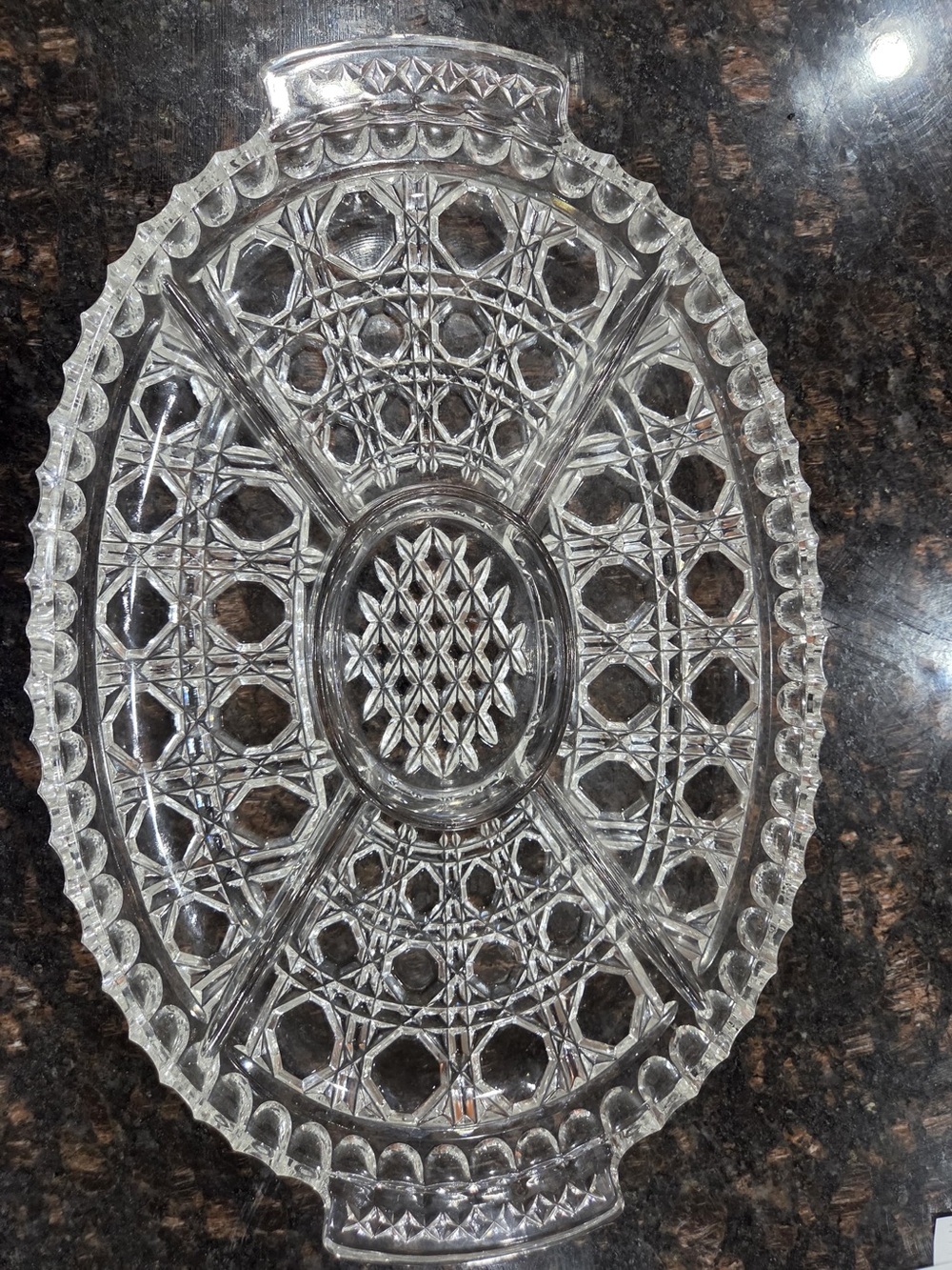 Cut Glass Serving Platter - Clear Crystal Pattern